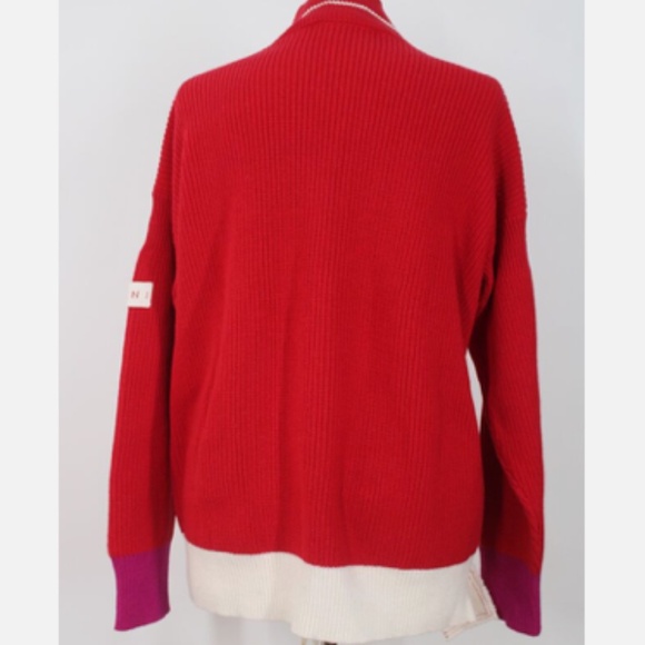 Marni IT 40 Red Wool Rib Knit Mock Neck Contrast Trim Chunky Sweater Italy - Picture 5 of 11